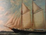 a painting of a sailboat sailing in the ocean