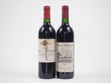 two bottles of wine sitting next to each other on a white surface