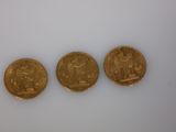 trois pièces d'or, dont une souveraine et une autre souveraine