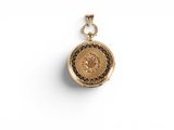 a small gold locke with a lion on it