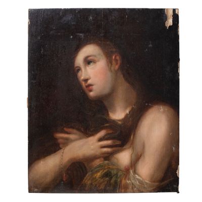 École du XIXe Marie-Madeleine pénitente Huile sur panneau