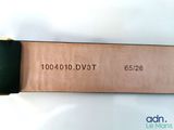 a brown belt that has a black buckle on it