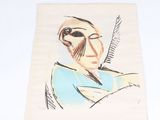 a drawing of a man with a knife in his hand