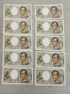 Lot de 10 billets de 200 francs Montesquieu 1985 E.037. - Photo 1