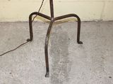 a small table with a lamp on top of it