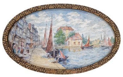 ECOLE DU XXEME SIECLE Le retour des pêcheurs AQUARELLE A VUE…