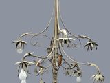 a white chandelier with a bird on top of it
