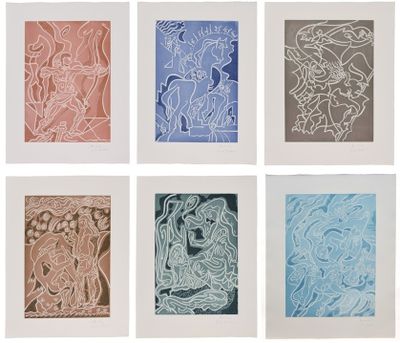 six imprimés de couleurs différentes, de formes et de tailles variées