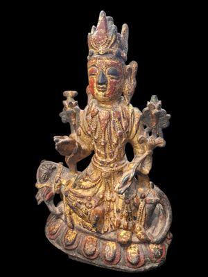 CHINE, XVIIe, époque Ming Sujet en bronze laqué or sur fond … - Photo 1