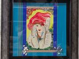 a painting of a woman with red hair and a red hat
