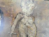 a painting of a woman standing in front of a mirror
