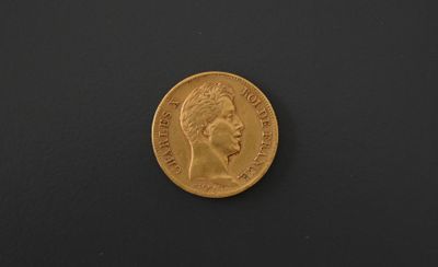 a close up of a gold coin on a black surface