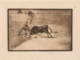 a drawing of a bull and a man in a bull ring