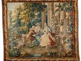 une image représentant une tapisserie accrochée au mur d'un bâtiment