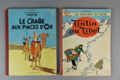 livres pour enfants français, Tintin, Le Crabe, Les Princesses d'or et Tintin au Tibet
