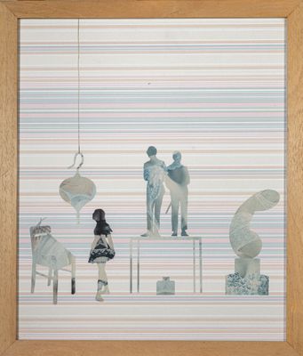 une image représentant un tableau où l'on voit un groupe de personnes avec des parapluies