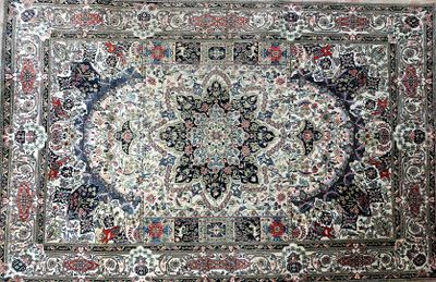 TAPIS oriental fait main à motif floral et médaillon central…