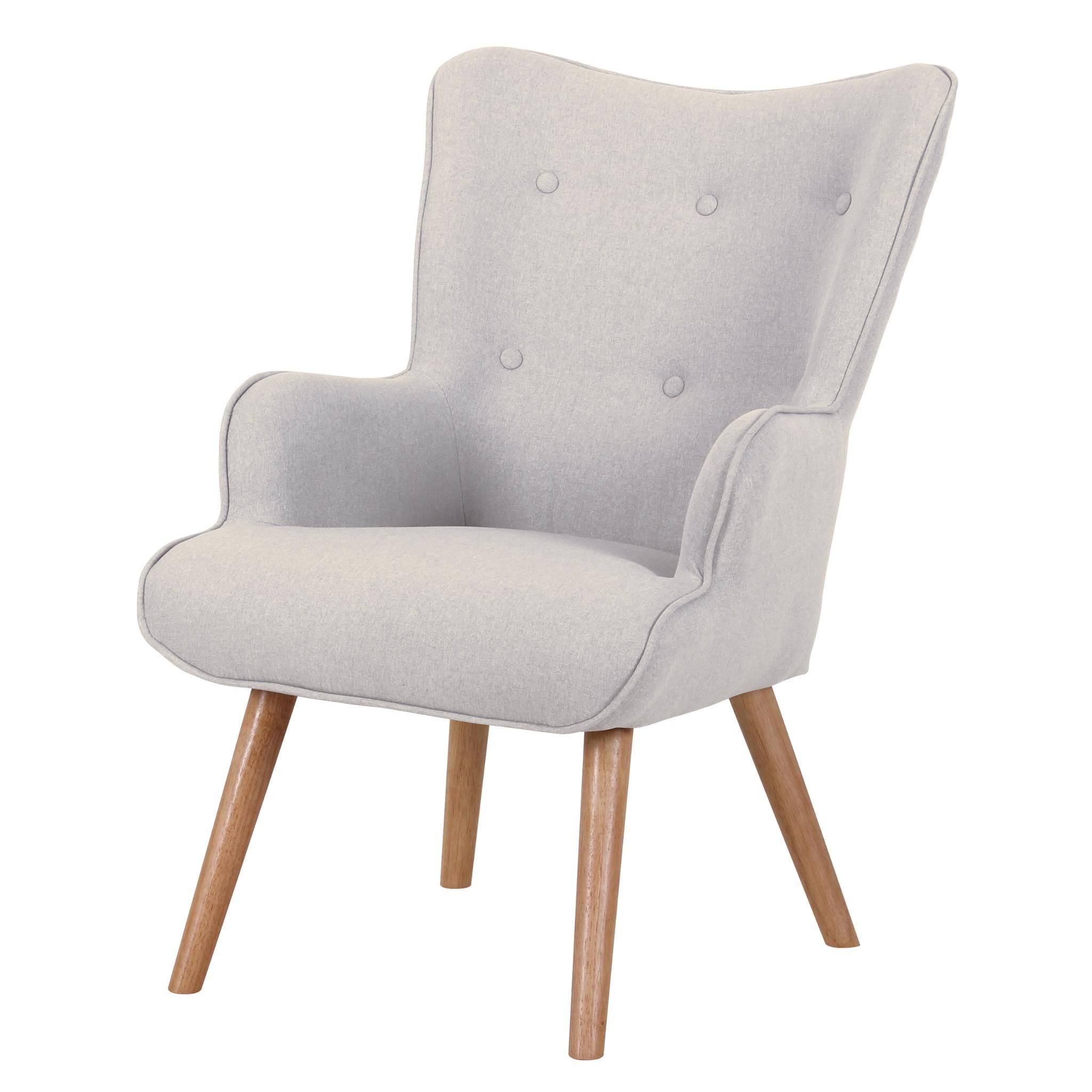 RENDEZ-VOUS DECO - Baloo - Fauteuil en tissu gris clair.