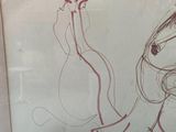 a picture of a drawing of a woman holding a kite