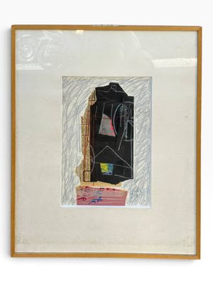 painting of a black suitcase and a pink suitcase on a white background