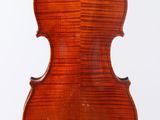 an old violin with a wooden back and a long neck