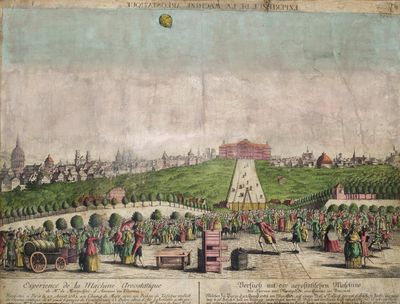 un vieux dessin représentant une vue d'une ville vue de loin