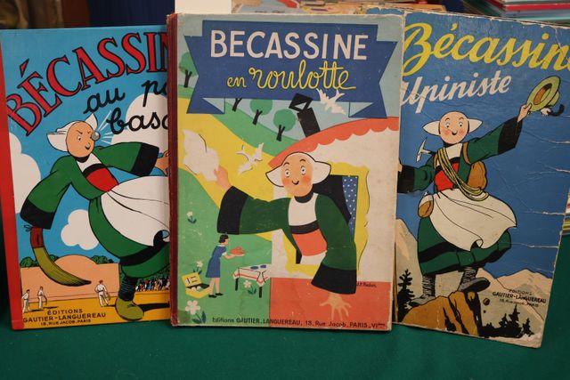 J.P. PINCHON – 3 albums : « BECASSINE EN ROULOTTE » de 1939 (asse...