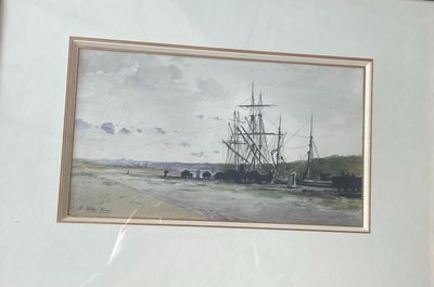 a picture of a picture of a ship in the water