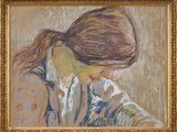 une image représentant un tableau où l'on voit une femme, la tête entre les mains