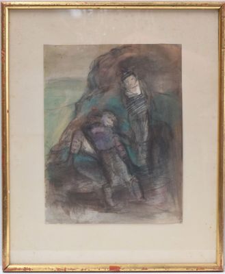 an image of a painting of a man and a woman in a field