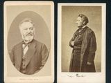 deux photographies en noir et blanc représentant deux hommes en costume-cravate