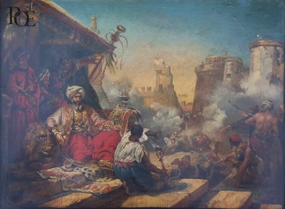 une image représentant un tableau où l'on voit un homme sur une scène avec d'autres personnes