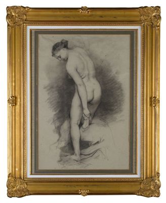 École française XIXème "Nue féminin" dessin au crayon, petit…