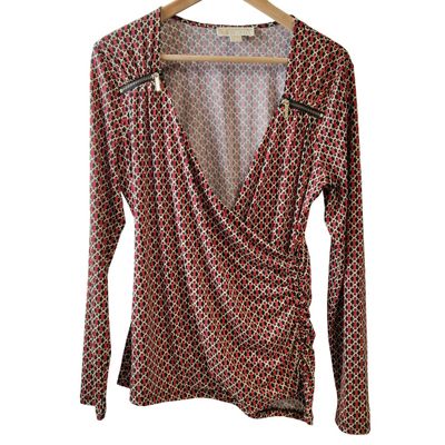 MICHAEL KORS – Blouse fluide spandex modèle chaine rouge, do…