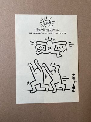 Keith HARING (1958-1990) Dessin au feutre noir réalisé sur u…