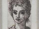 dessin d'un visage de femme dans un cadre noir et blanc