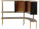 an image of a black and gold sideboard with shelves