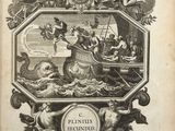 un vieux livre avec l'image d'un homme sur un bateau, entouré d'anges