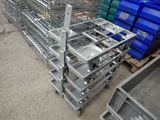 a large metal rack with several trays of food in it