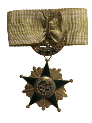 une image représentant une médaille ornée d'une étoile et entourée d'un ruban
