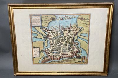 une vieille carte de la ville de Londres dans un cadre doré