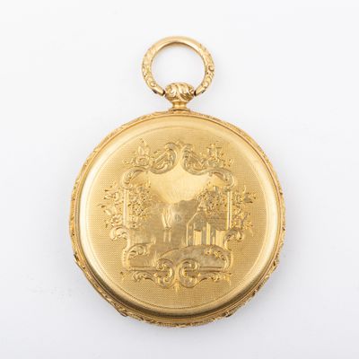 an image of a gold locke with a picture of a horse on it