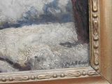 a picture of a painting of a woman sitting on a bench