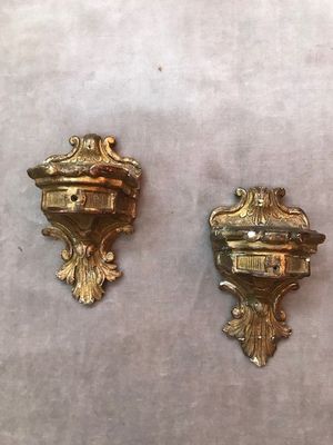 paire d'appliques murales anciennes en laiton