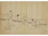 an image of a drawing of a group of people in a room