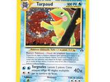 a close up of a pokemon card on a white surface