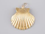a gold plated shell pendant on a white background