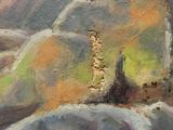 a painting of a bear that is sitting on a rock