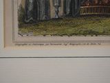 a drawing of a group of people standing in front of a building