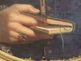a painting of a man holding a book in his hand
